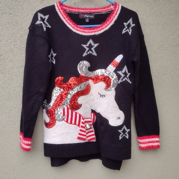 Black Christmas Unicorn Sweater Xs 